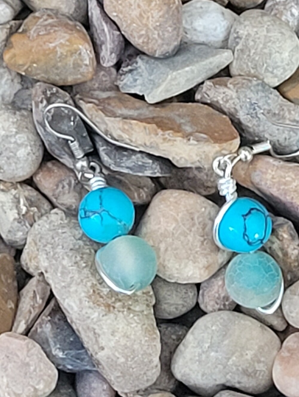 Blue Water Inspired handcrafted Braclet And Earring Set Summer Jewerly - Picture 4 of 8